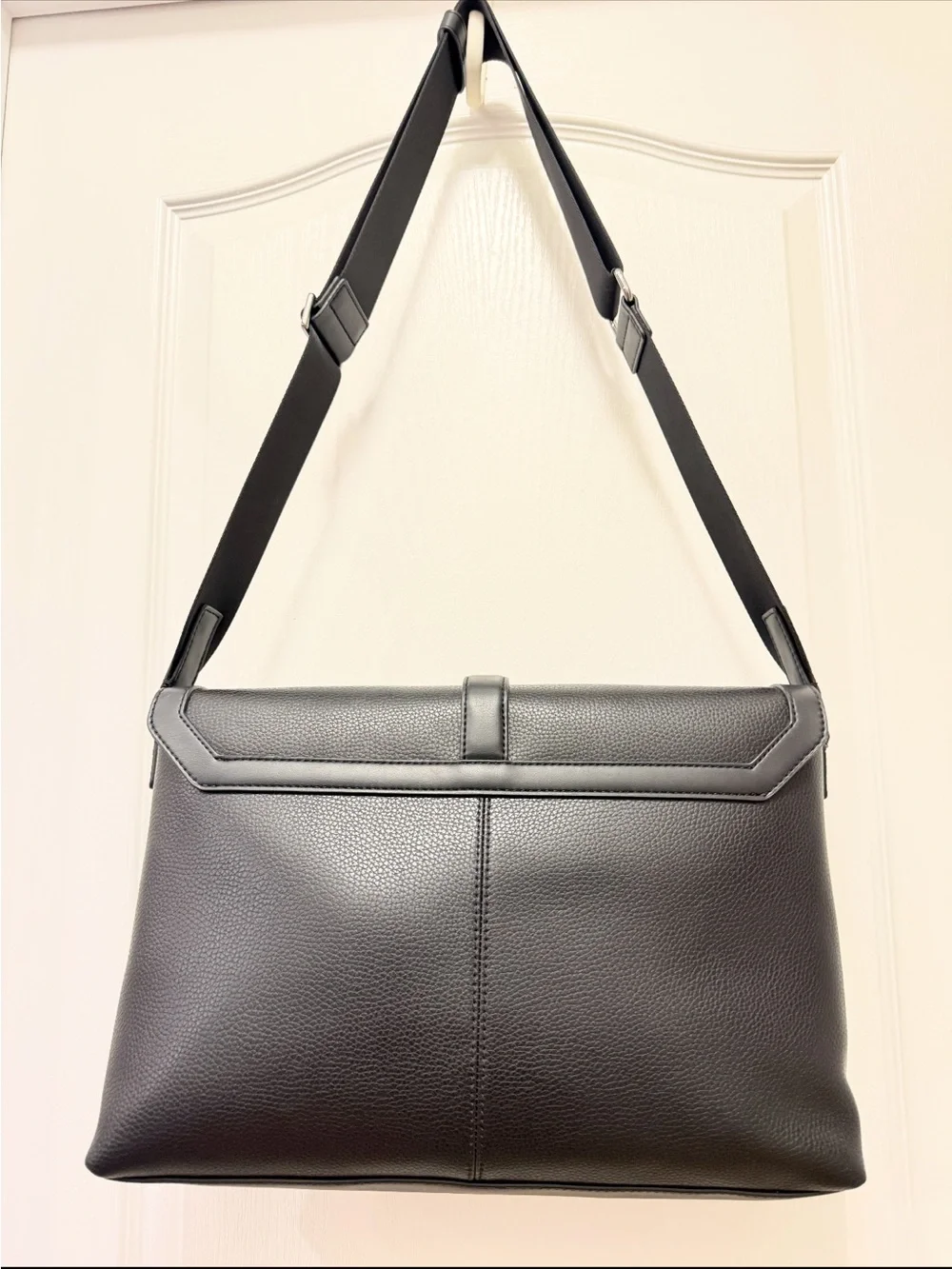 Michael Kors Black Leather Laptop Bag with MK Logo Hardware